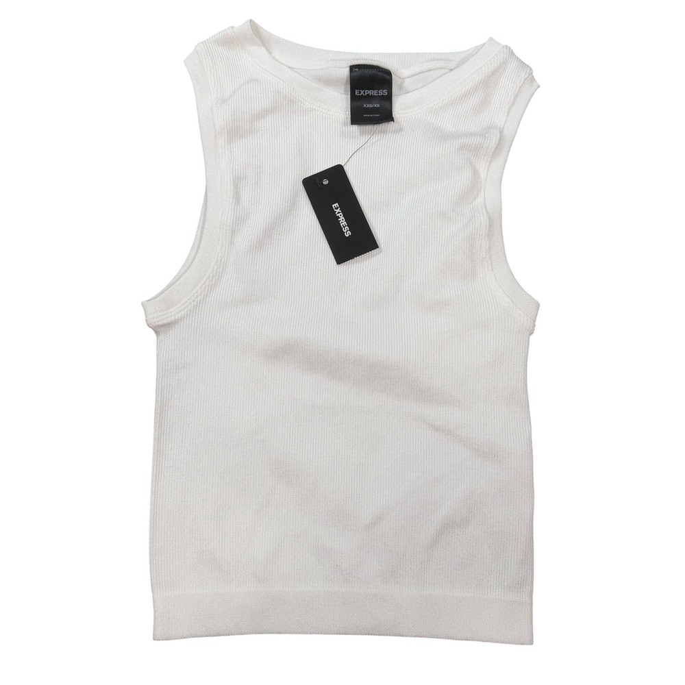 Express Womens Ribbed Knit White Sleeveless Tank Top Size XXS/XS
